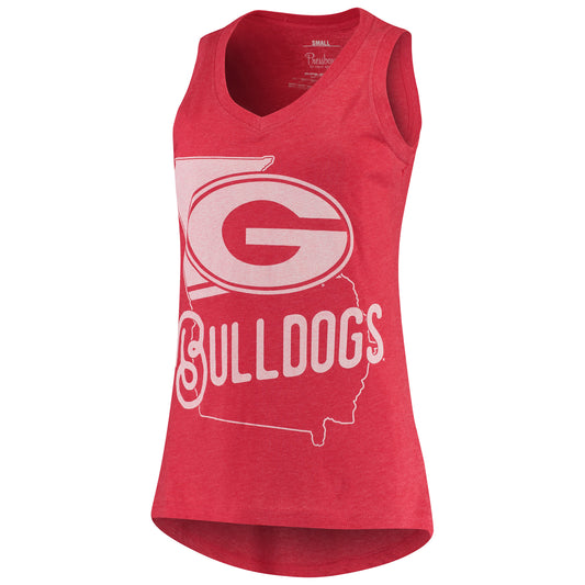 Women's Pressbox Red Georgia Bulldogs Ferris Melange V-Neck Tank Top