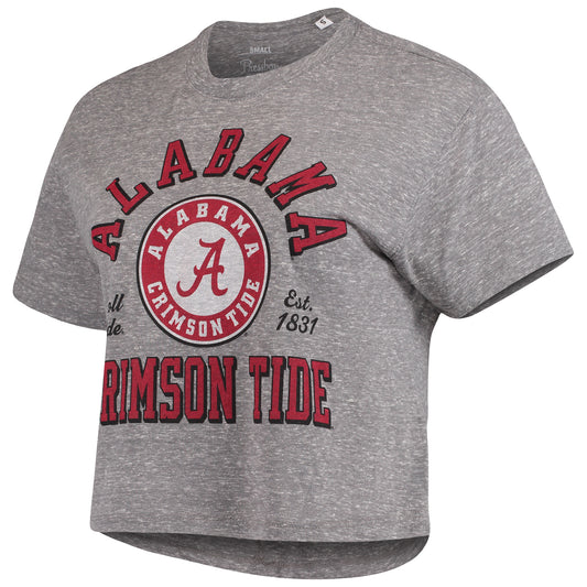 Women's Pressbox Gray Alabama Crimson Tide Bishop Tri-Blend Knobi Crop T-Shirt