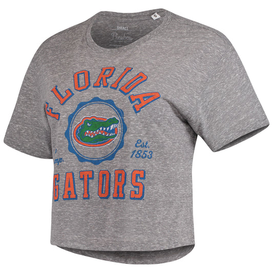 Women's Pressbox Gray Florida Gators Bishop Tri-Blend Knobi Crop T-Shirt