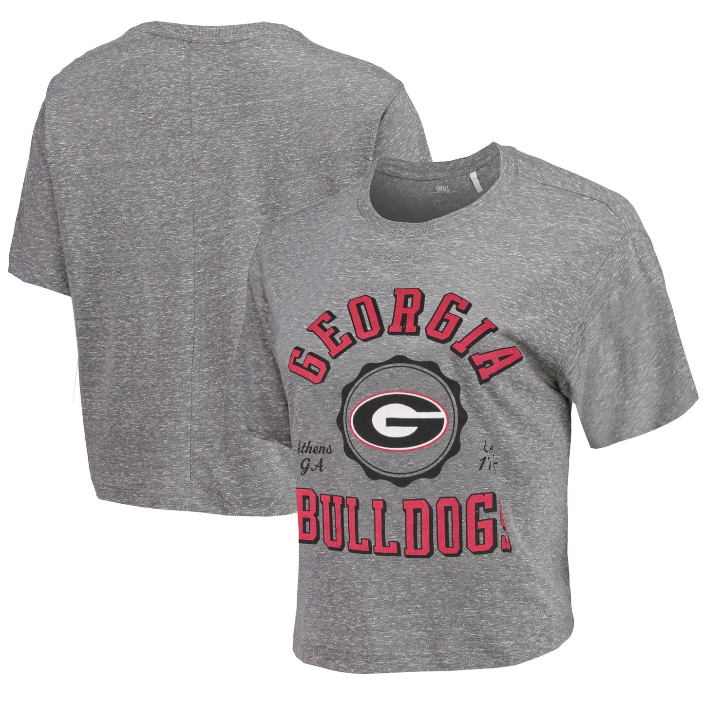 Women's Pressbox Gray Georgia Bulldogs Bishop Tri-Blend Knobi Crop T-Shirt