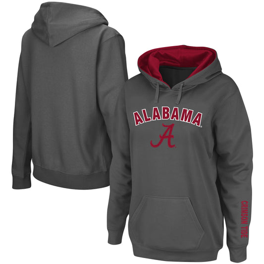 Women's Charcoal Alabama Crimson Tide Arch & Logo 1 Pullover Hoodie