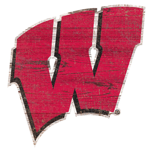 Wisconsin Badgers Distressed Logo Cutout Sign