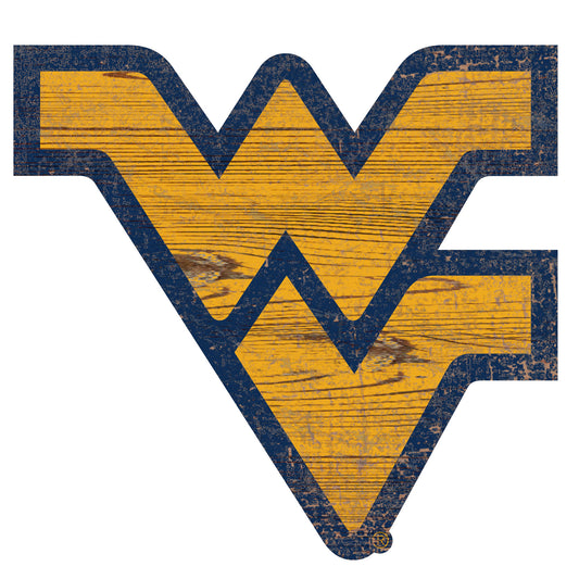 West Virginia Mountaineers Distressed Logo Cutout Sign