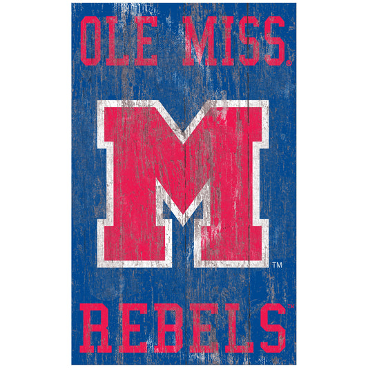 Ole Miss Rebels 11'' x 19'' Heritage Distressed Logo Sign