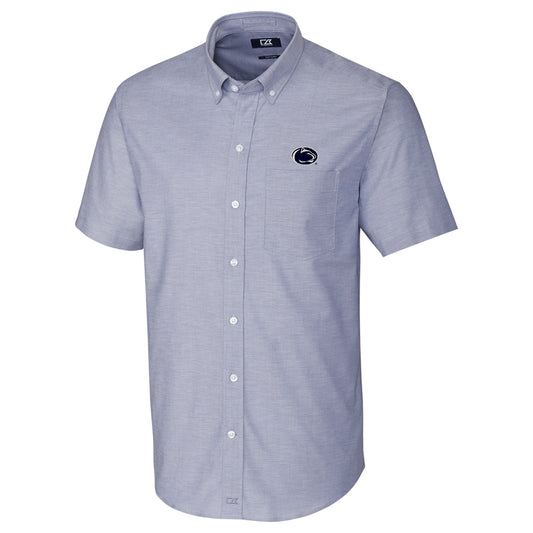 Men's Cutter & Buck Light Blue Penn State Nittany Lions Stretch Oxford Button-Down Short Sleeve Shirt