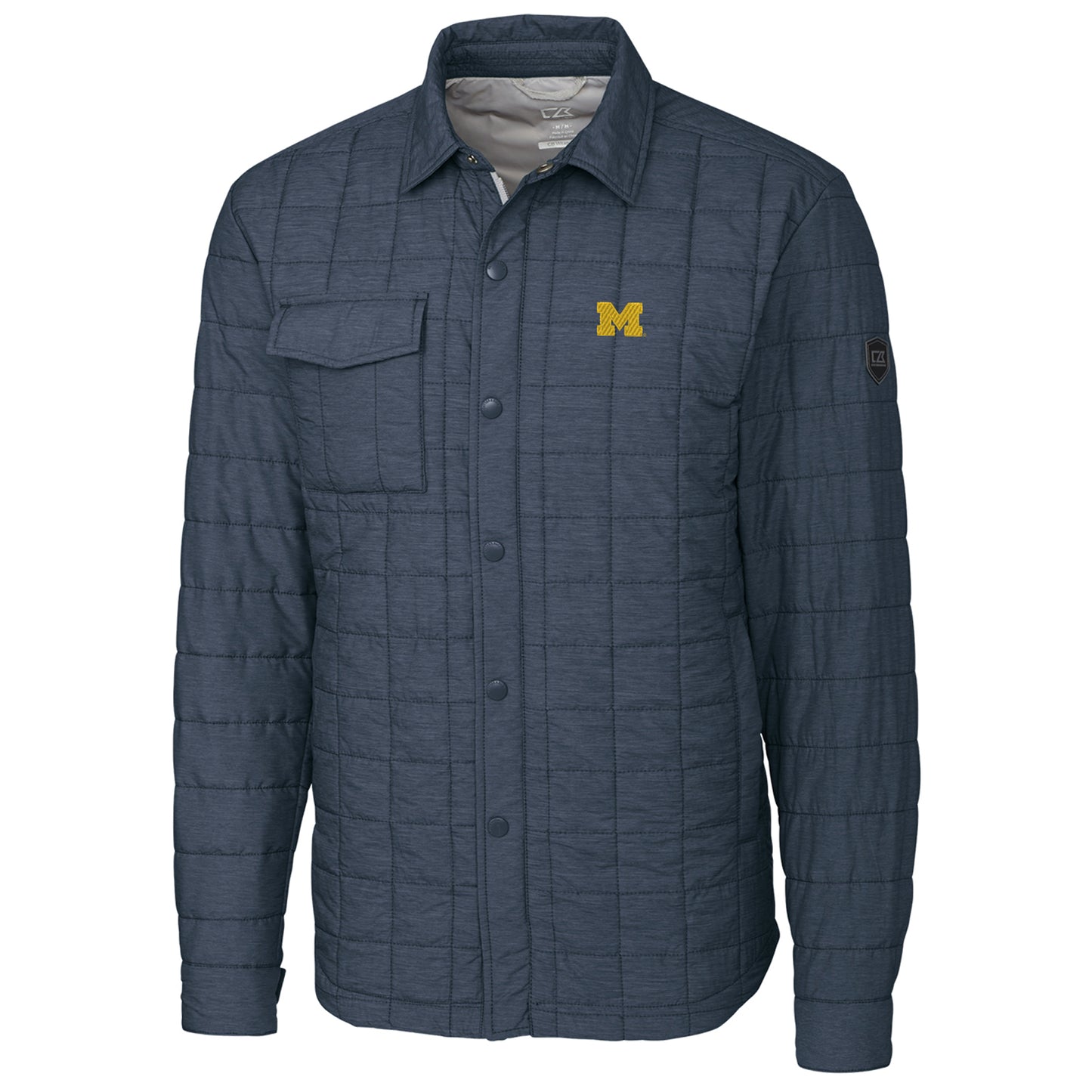 Men's Cutter & Buck Anthracite Michigan Wolverines Rainier Full-Snap Shirt Jacket