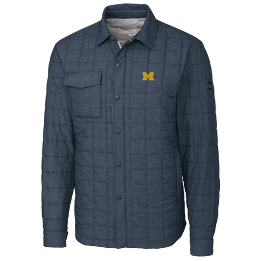 Men's Cutter & Buck Anthracite Michigan Wolverines Rainier Full-Snap Shirt Jacket