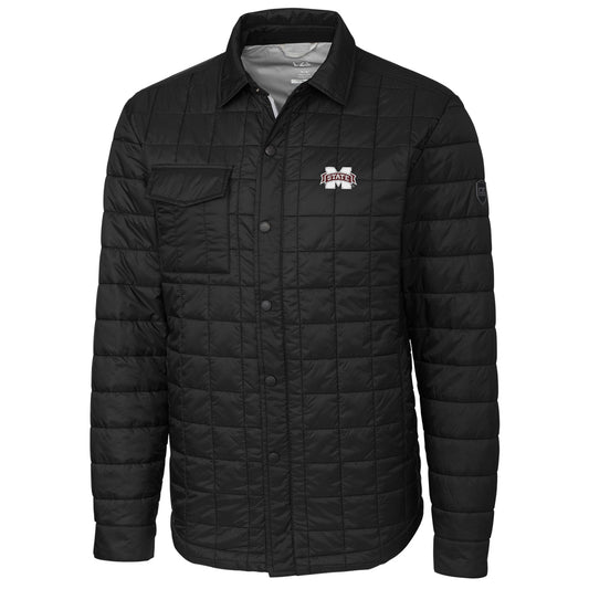 Men's Cutter & Buck Black Mississippi State Bulldogs Rainier Full-Snap Shirt Jacket