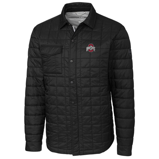 Men's Cutter & Buck Black Ohio State Buckeyes Rainier Full-Snap Shirt Jacket