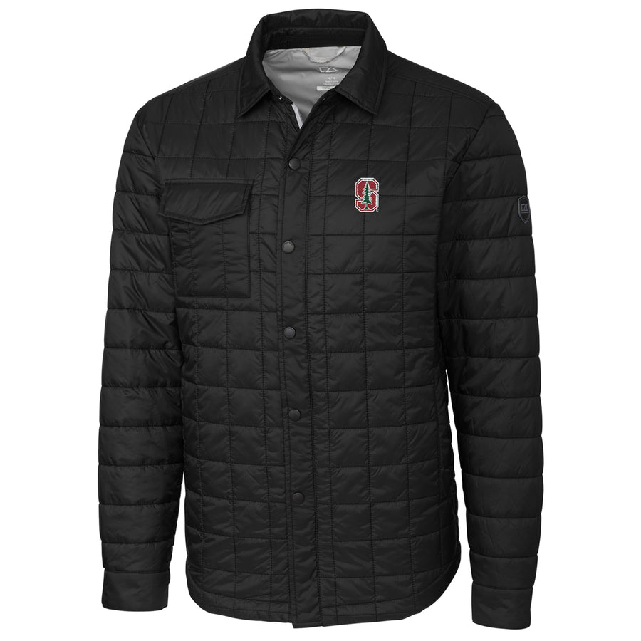 Men's Cutter & Buck Black Stanford Cardinal Rainier Full-Snap Shirt Jacket