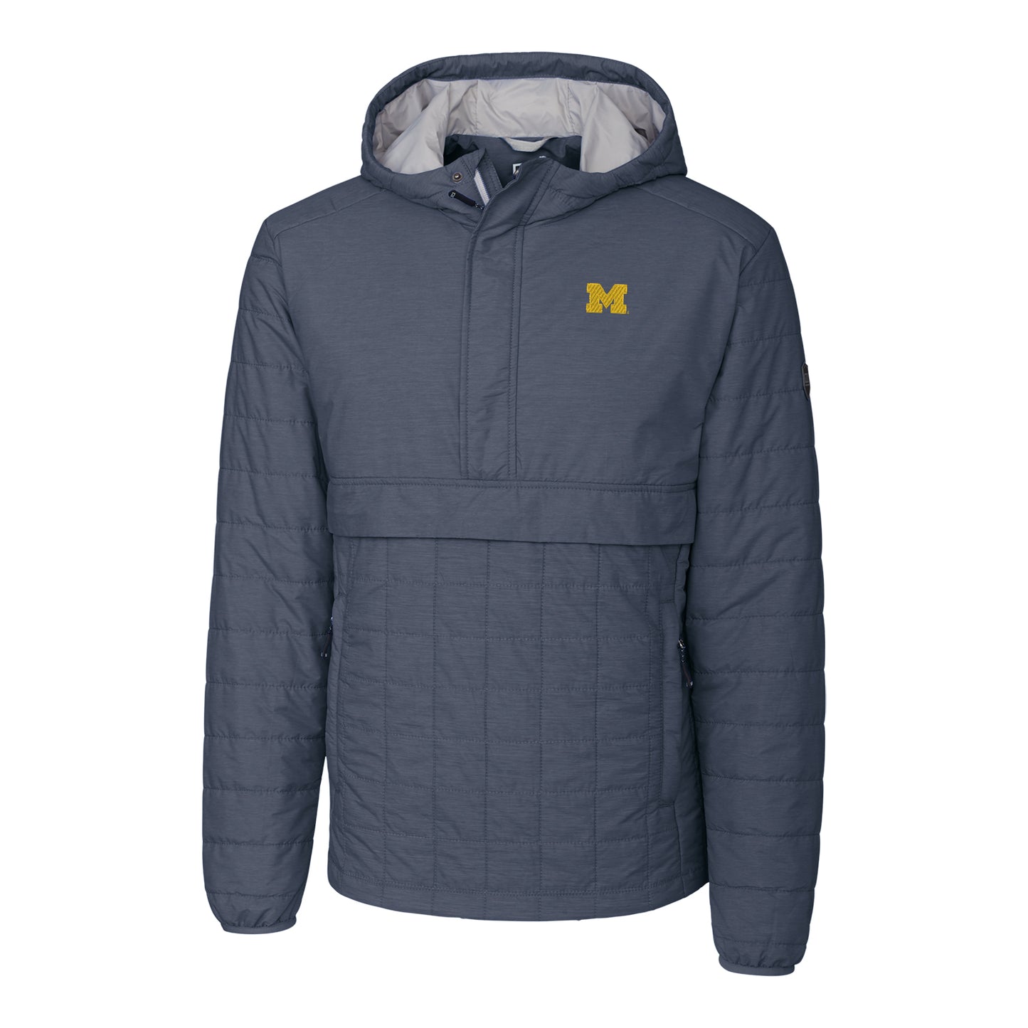 Men's Cutter & Buck Anthracite Michigan Wolverines Rainier Half-Zip Popover Jacket