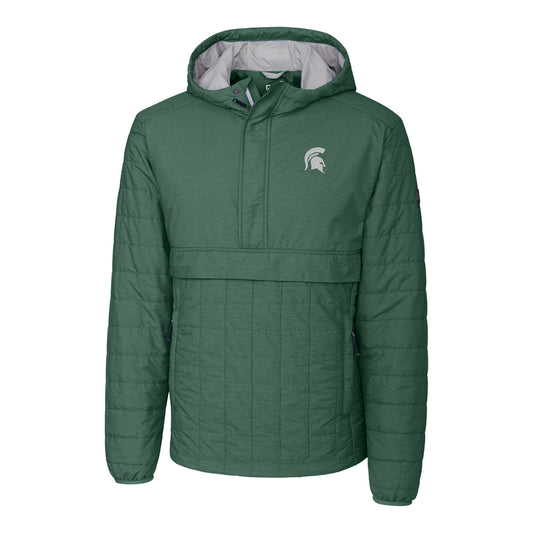 Men's Cutter & Buck Green Michigan State Spartans Rainier Half-Zip Popover Jacket