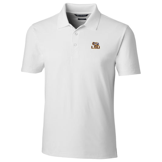 Men's Cutter & Buck White LSU Tigers Forge Tailored Fit Polo