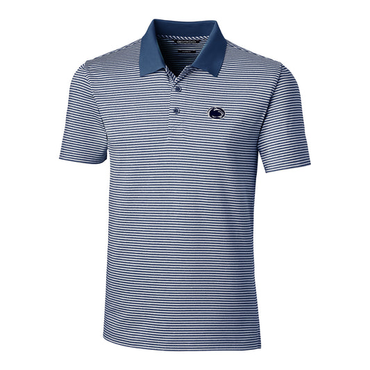 Men's Cutter & Buck Navy Penn State Nittany Lions Forge Tonal Stripe Tailored Fit Polo Shirt