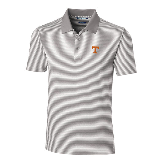 Men's Cutter & Buck Gray Tennessee Volunteers Forge Tonal Stripe Tailored Fit Polo Shirt