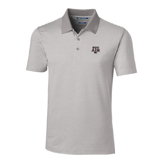Men's Cutter & Buck Gray Texas A&M Aggies Forge Tonal Stripe Tailored Fit Polo Shirt