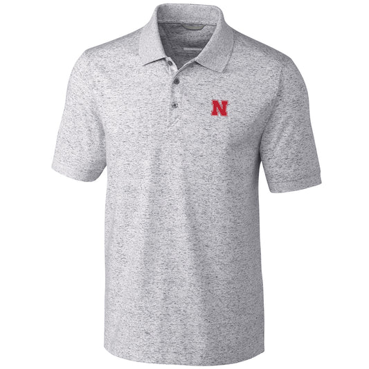 Men's Cutter & Buck Gray Nebraska Huskers Big & Tall Advantage Space Dye Polo