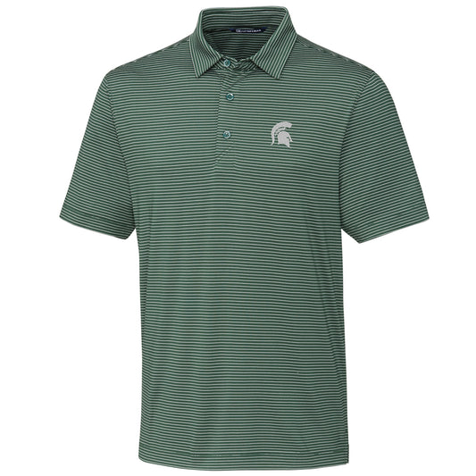 Men's Cutter & Buck Green Michigan State Spartans Big & Tall Forge Pencil Stripe Polo