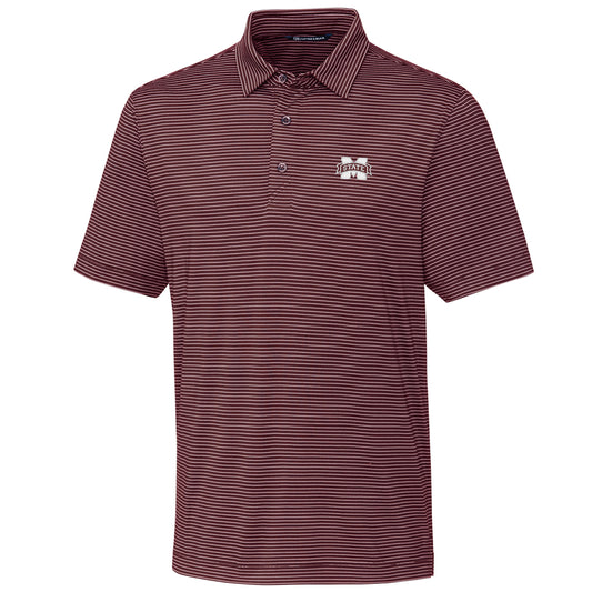 Men's Cutter & Buck Maroon Mississippi State Bulldogs Big & Tall Forge Pencil Stripe Polo