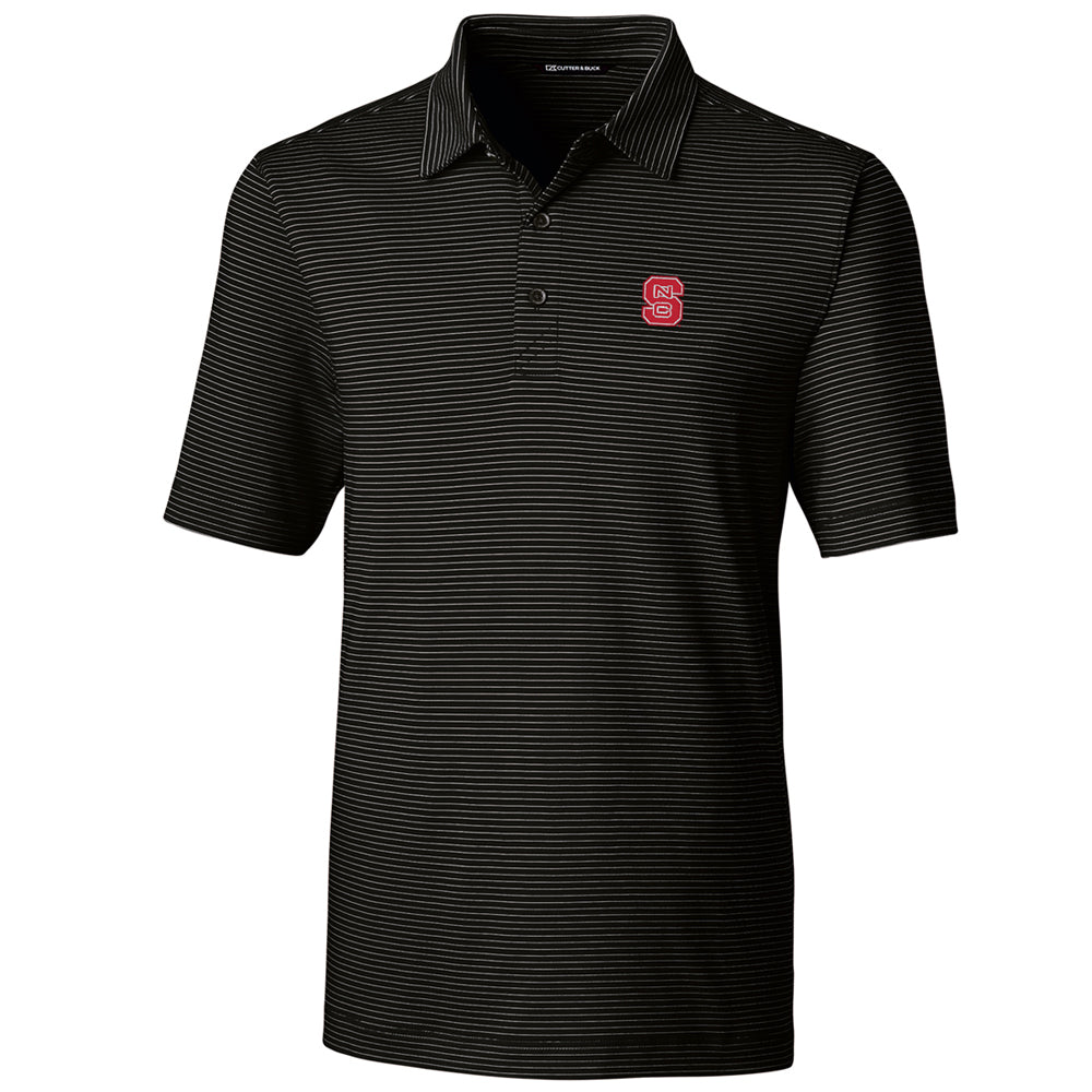 Men's Cutter & Buck Black NC State Wolfpack Big & Tall Forge Pencil Stripe Polo