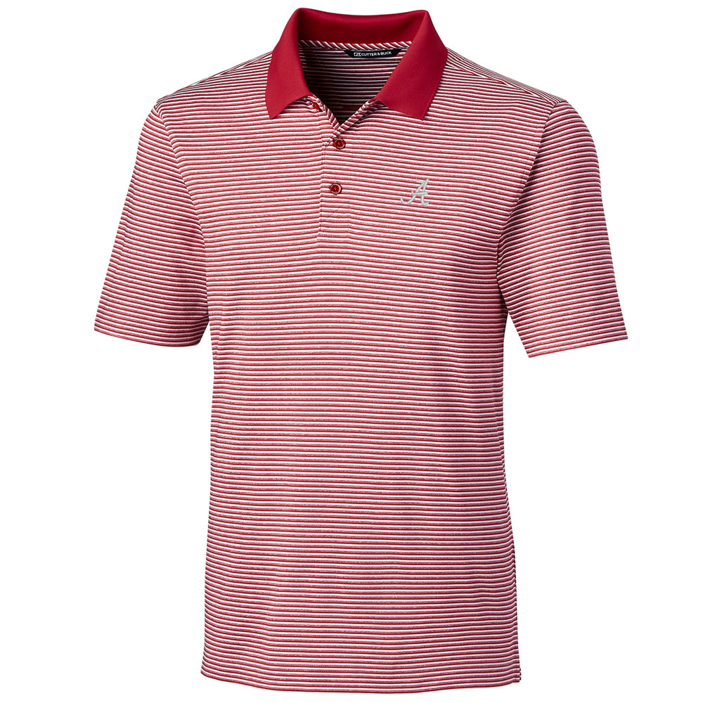 Men's Cutter & Buck Red Alabama Crimson Tide Big & Tall Forge Tonal Stripe Polo