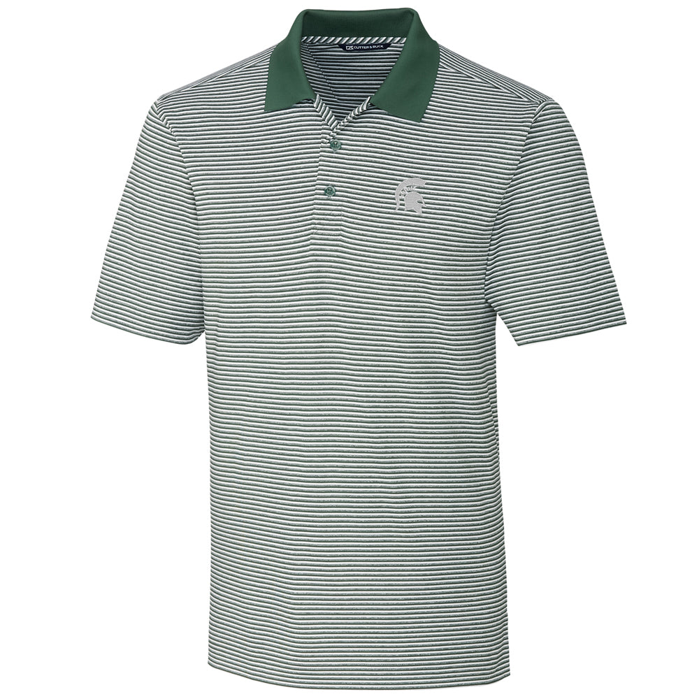 Men's Cutter & Buck Green Michigan State Spartans Big & Tall Forge Tonal Stripe Polo