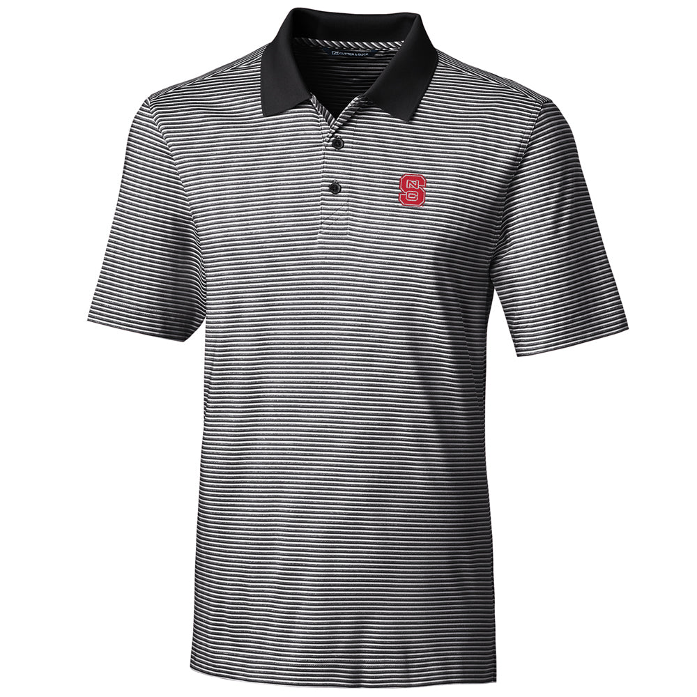 Men's Cutter & Buck Black NC State Wolfpack Big & Tall Forge Tonal Stripe Polo