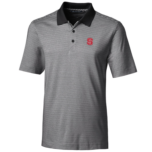 Men's Cutter & Buck Black NC State Wolfpack Big & Tall Forge Tonal Stripe Polo
