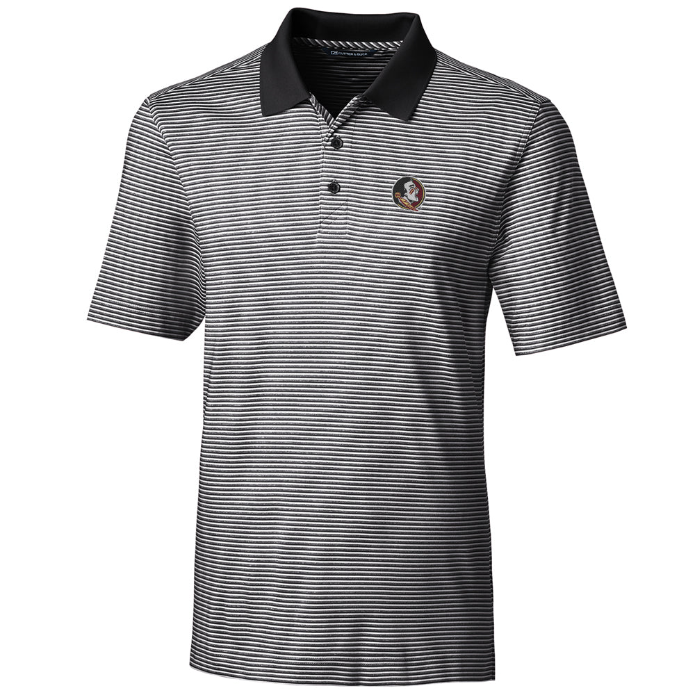 Men's Cutter & Buck Black Florida State Seminoles Big & Tall Forge Tonal Stripe Polo