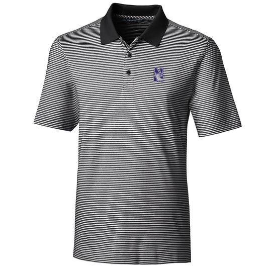 Men's Cutter & Buck Black Northwestern Wildcats Big & Tall Forge Tonal Stripe Polo