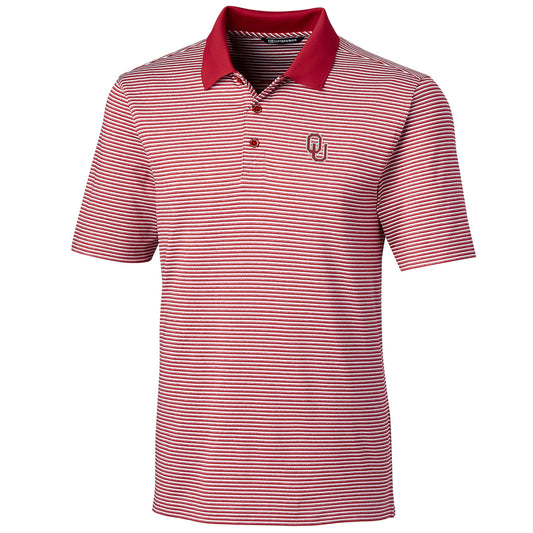 Men's Cutter & Buck Red Oklahoma Sooners Big & Tall Forge Tonal Stripe Polo