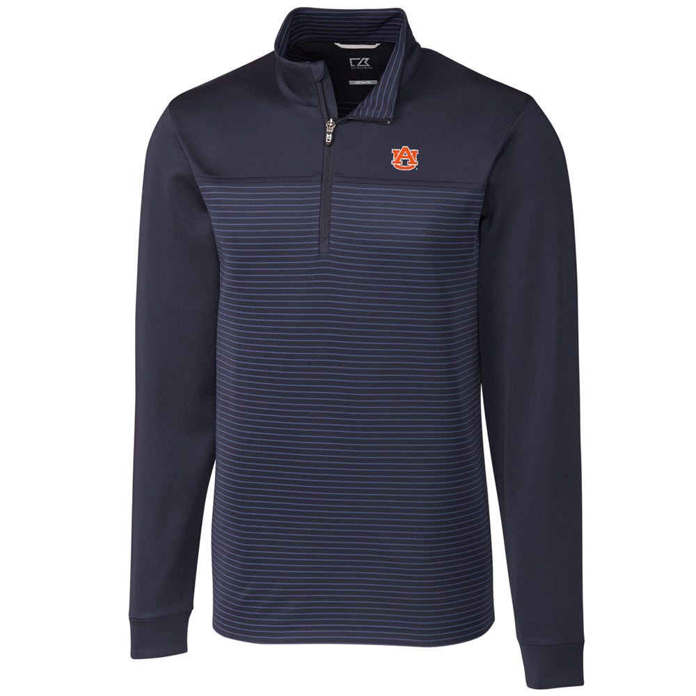 Men's Cutter & Buck Navy Auburn Tigers Big & Tall Traverse Stripe Half-Zip Pullover Jacket