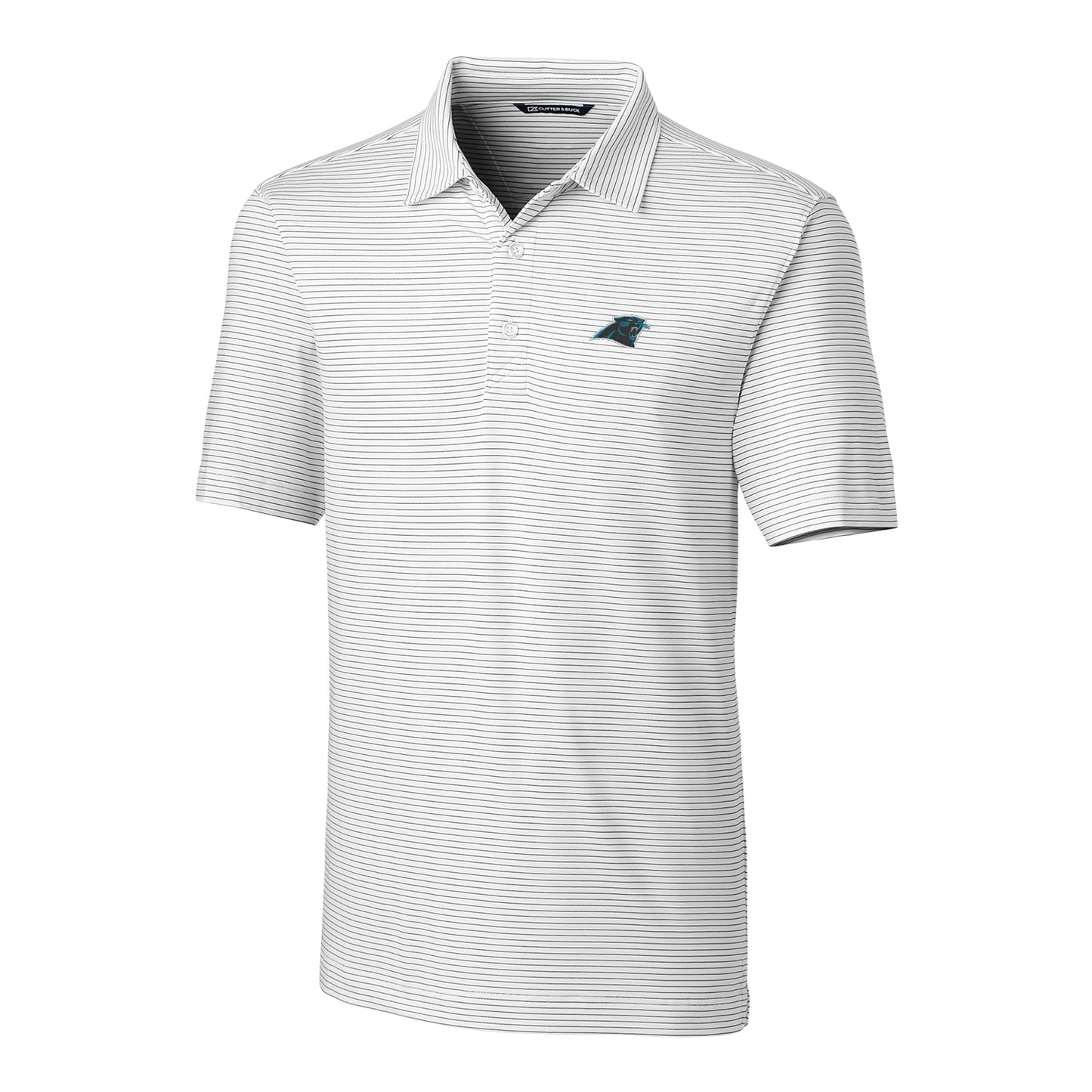 Men's Cutter & Buck White Carolina Panthers Big & Tall Forge Pencil Stripe Polo