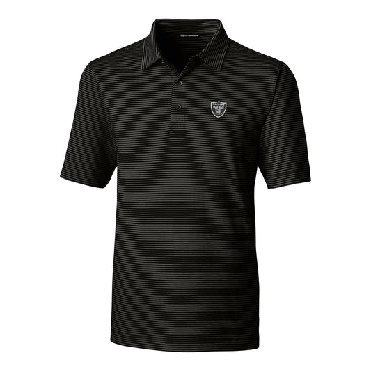 Men's Cutter & Buck Black Las Vegas Raiders Big & Tall Forge Pencil Stripe Polo