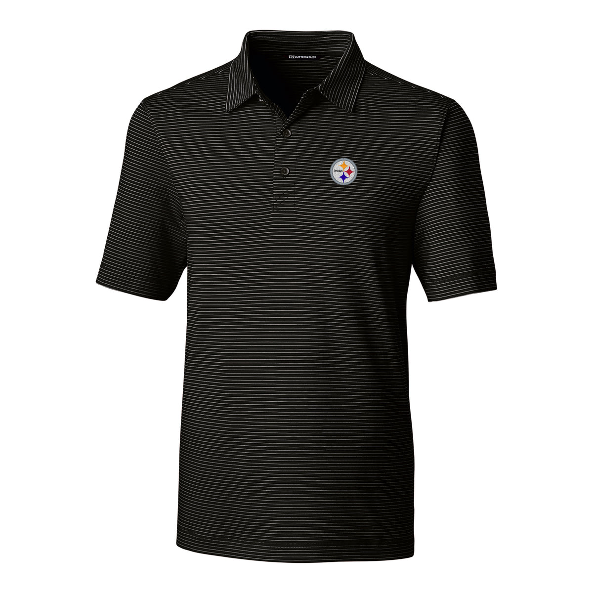 Men's Cutter & Buck Black Pittsburgh Steelers Big & Tall Forge Pencil Stripe Polo