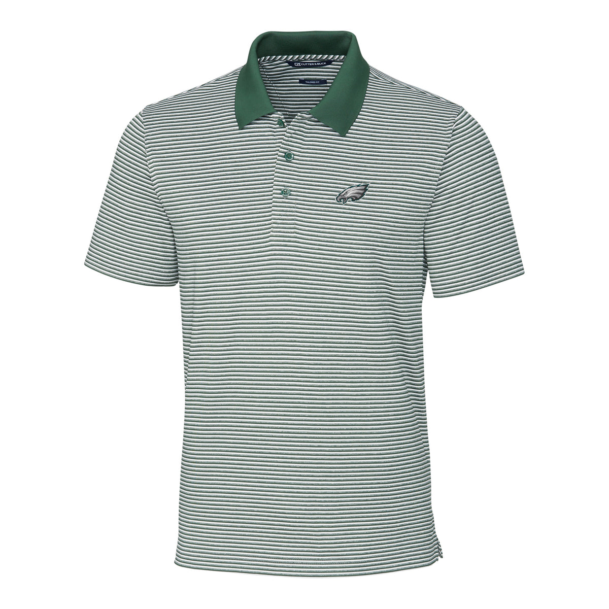 Men's Cutter & Buck Green Philadelphia Eagles Forge Tonal Stripe Tailored Fit Polo