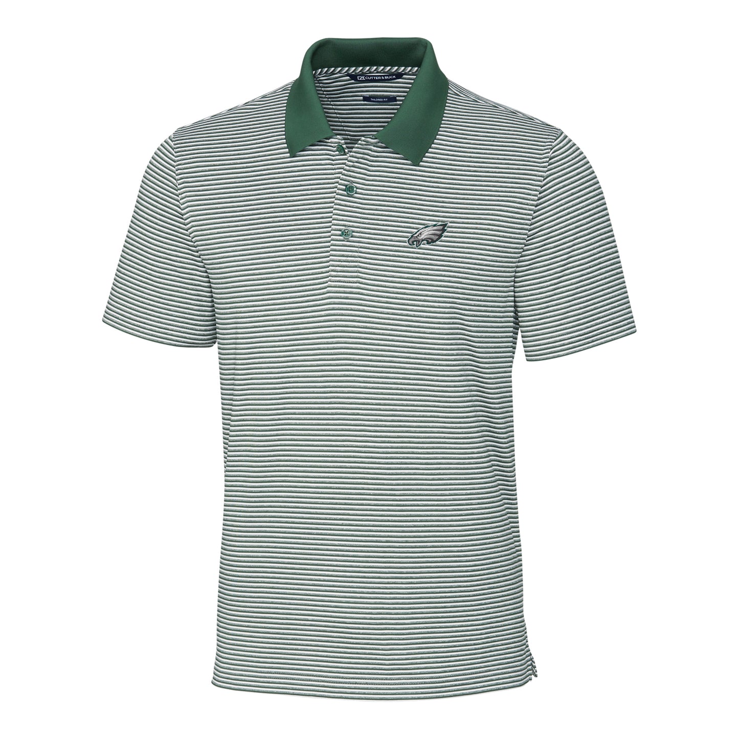 Men's Cutter & Buck Green Philadelphia Eagles Forge Tonal Stripe Tailored Fit Polo