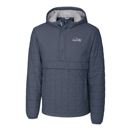 Men's Cutter & Buck Charcoal Seattle Seahawks Rainier Hooded Half-Zip Pullover Jacket