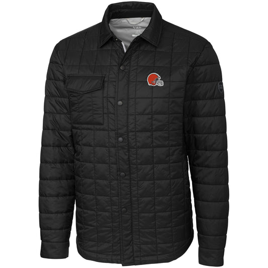 Men's Cutter & Buck Black Cleveland Browns Big & Tall Rainier Shirt Jacket