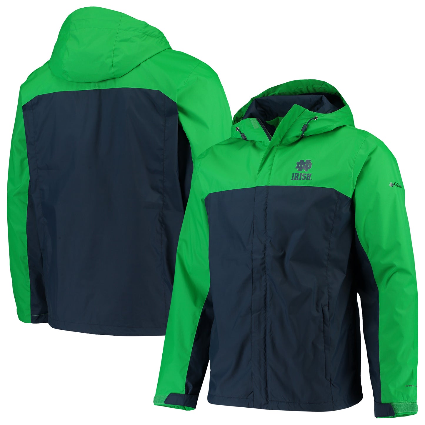 Men's Columbia Green/Navy Notre Dame Fighting Irish Glennaker Storm Full-Zip Jacket