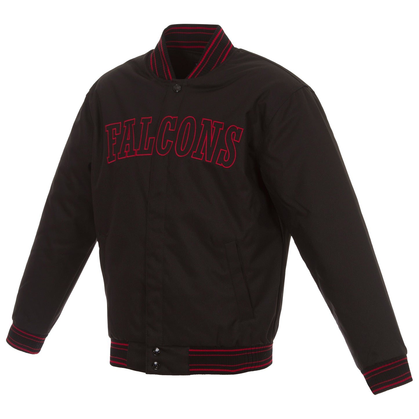 Men's JH Design Black Atlanta Falcons Full-Snap Poly Twill Varsity Jacket