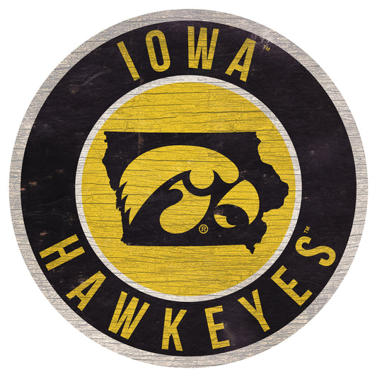 Iowa Hawkeyes 12'' x 12'' State Circle Sign