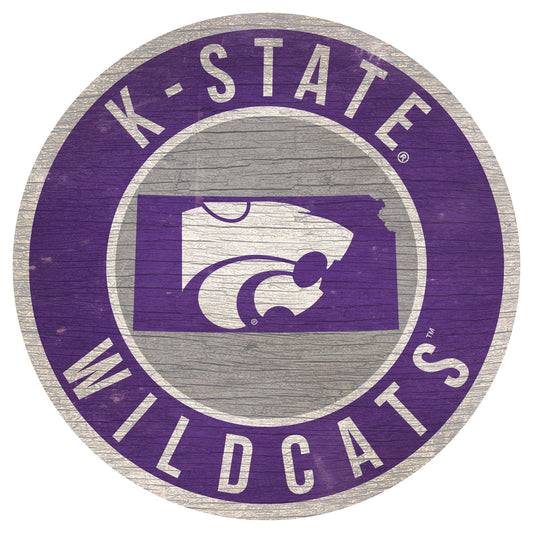 Kansas State Wildcats 12'' x 12'' State Circle Sign