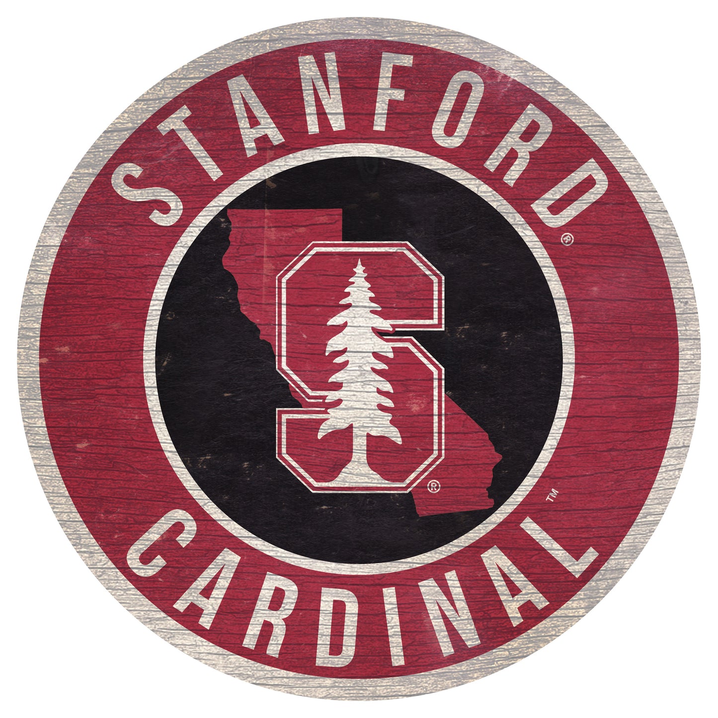 Stanford Cardinal 12'' x 12'' State Circle Sign