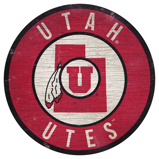 Utah Utes 12'' x 12'' State Circle Sign