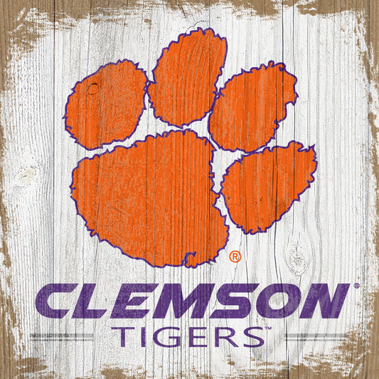 Clemson Tigers 6'' x 6'' Team Logo Block