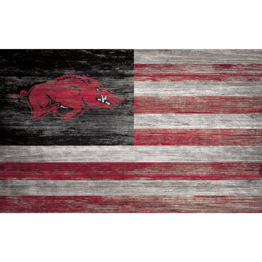Arkansas Razorbacks 11'' x 19'' Distressed Flag Sign
