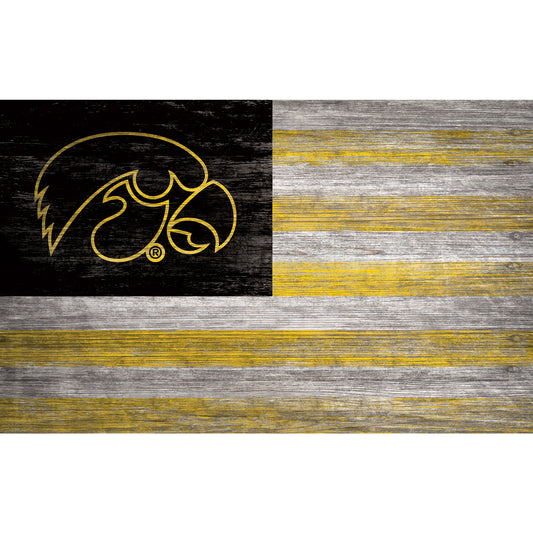 Iowa Hawkeyes 11'' x 19'' Distressed Flag Sign