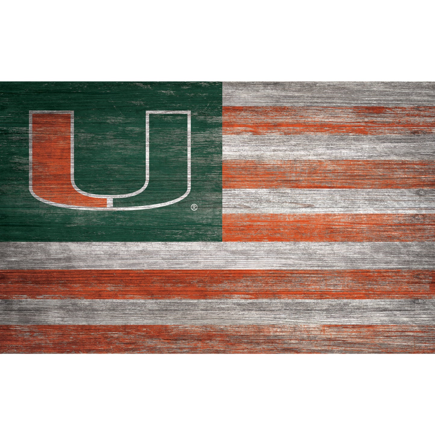 Miami Hurricanes 11'' x 19'' Distressed Flag Sign