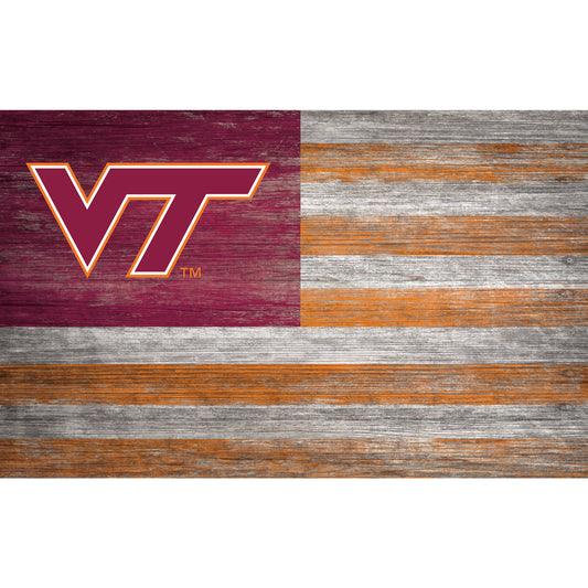 Virginia Tech Hokies 11'' x 19'' Distressed Flag Sign